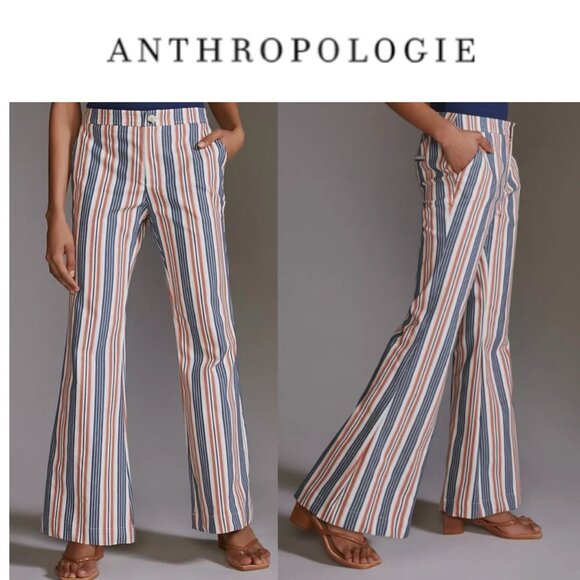 Anthropologie Low Waisted Striped Flare Pants, Size 10P - Picture 11 of 11